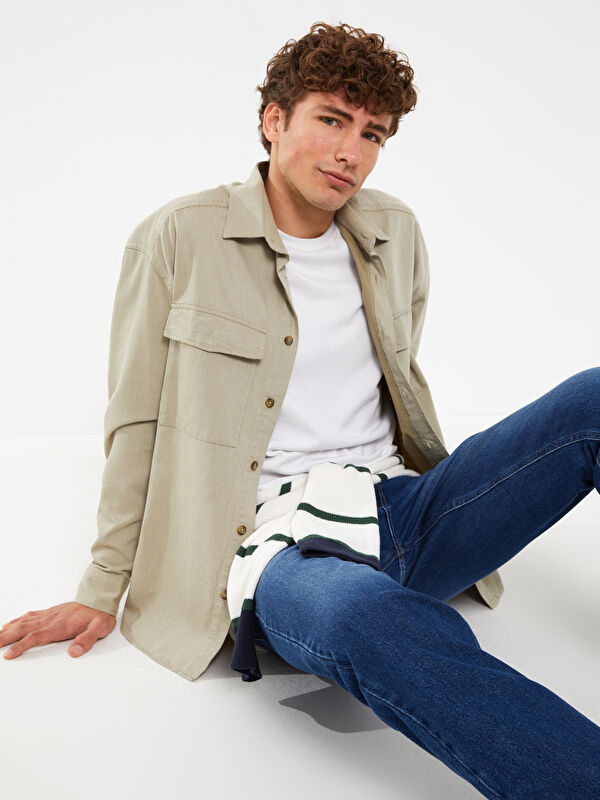 XSIDE Relaxed Fit Long Sleeve Men's Shirt Jacket