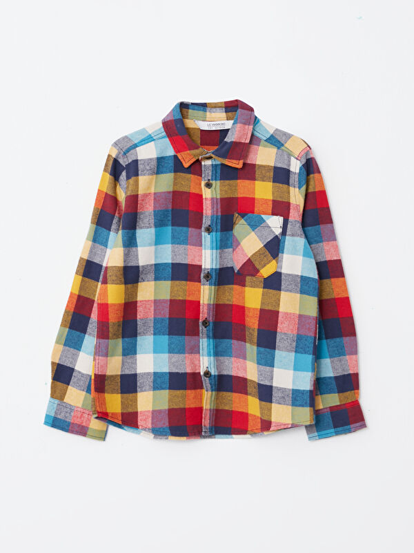LCW Kids Plaid Long Sleeve Gabardine Boy Shirt