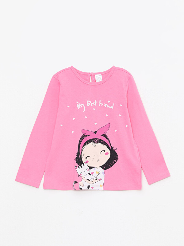 LCW ECO Crew Neck Long Sleeve Printed Baby Girls' T-Shirt
