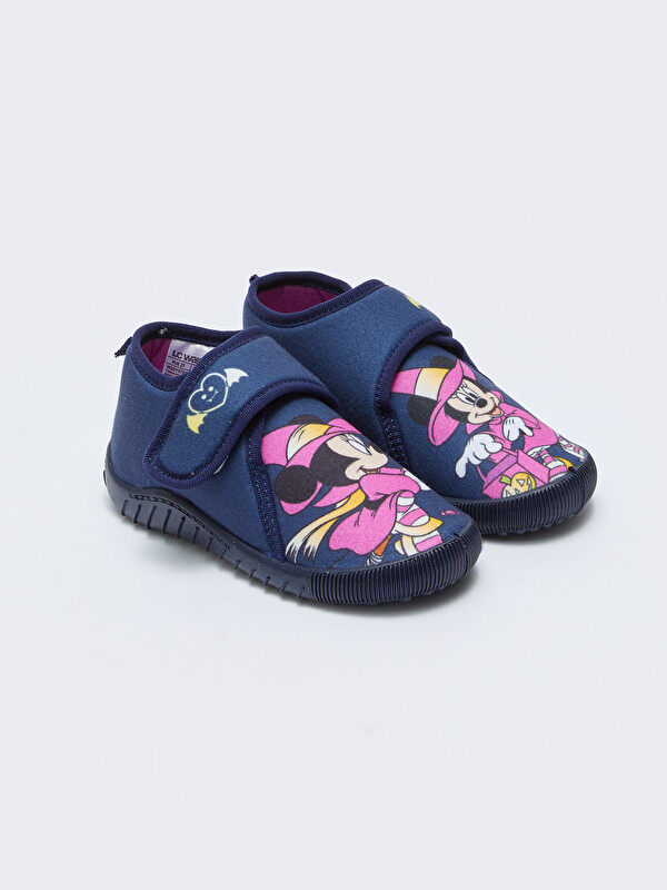 LCW STEPS Mickey Mouse Lisanslı Cırt Cırt Kız Bebek Panduf