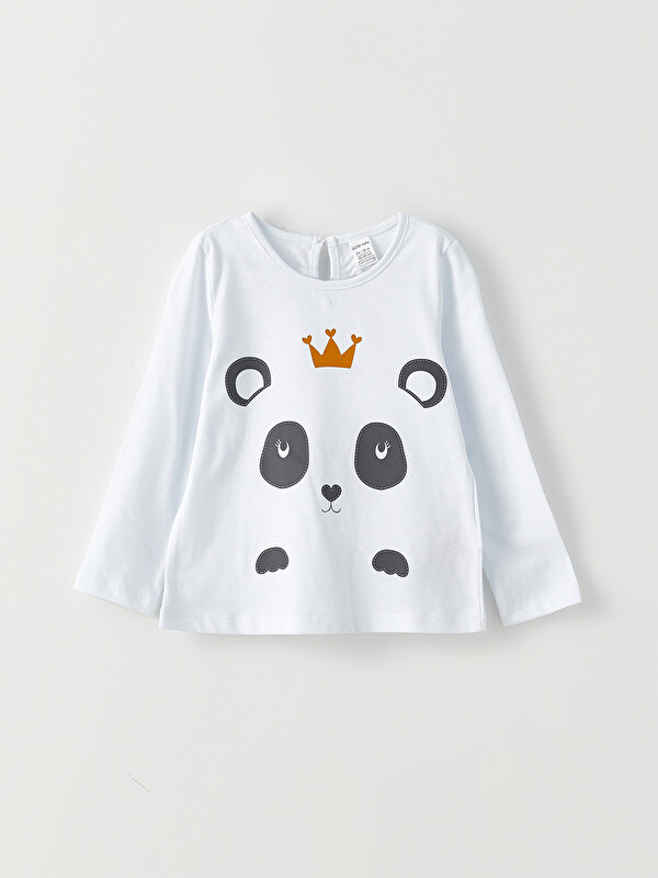 LCW ECO T-shirt pour Bébé Filles à Manches Longues Imprimé avec Col Rond