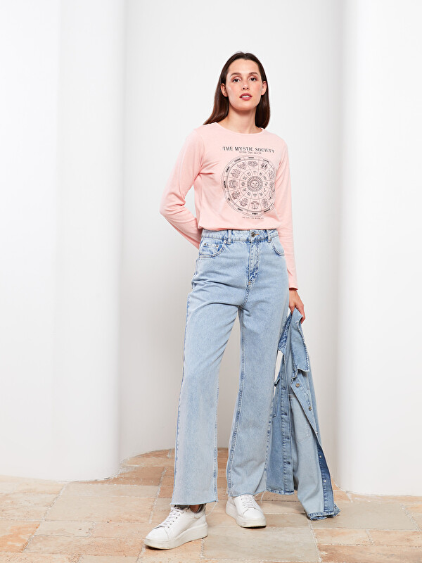 LCW ECO T-shirt à manches longues imprimé à col rond pour Femmes