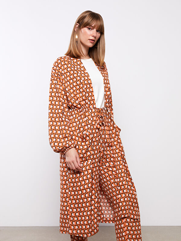 LCW Modest Şal Yaka Desenli Uzun Kollu Kadın Kimono