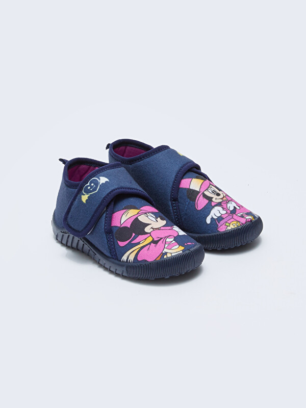 LCW STEPS Mickey Mouse Lisanslı Cırt Cırtlı Kız Çocuk Panduf