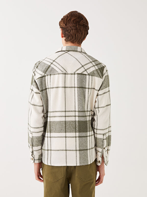 エルレイド　四　lv.X XSIDE Regular Fit Long Sleeve Plaid Men's Flannel Shirt