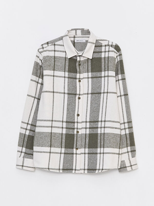 エルレイド　四　lv.X XSIDE Regular Fit Long Sleeve Plaid Men's Flannel Shirt