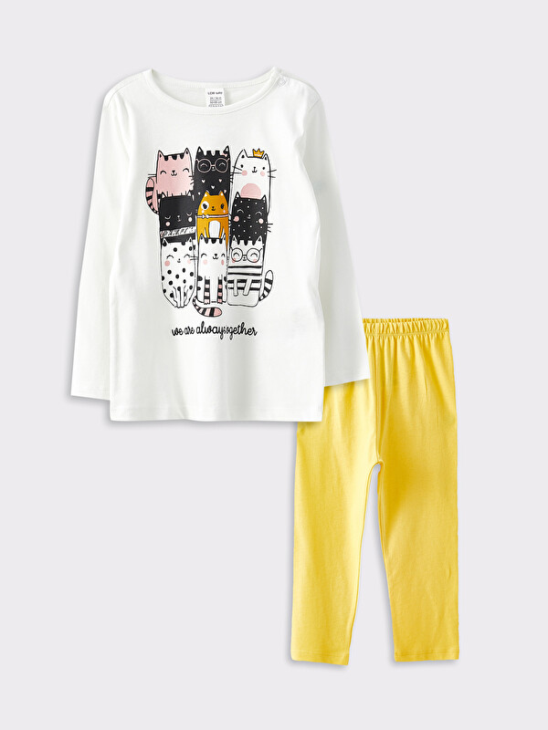 LCW ECO Crew Neck Long Sleeve Printed Baby Girl Pajama Set