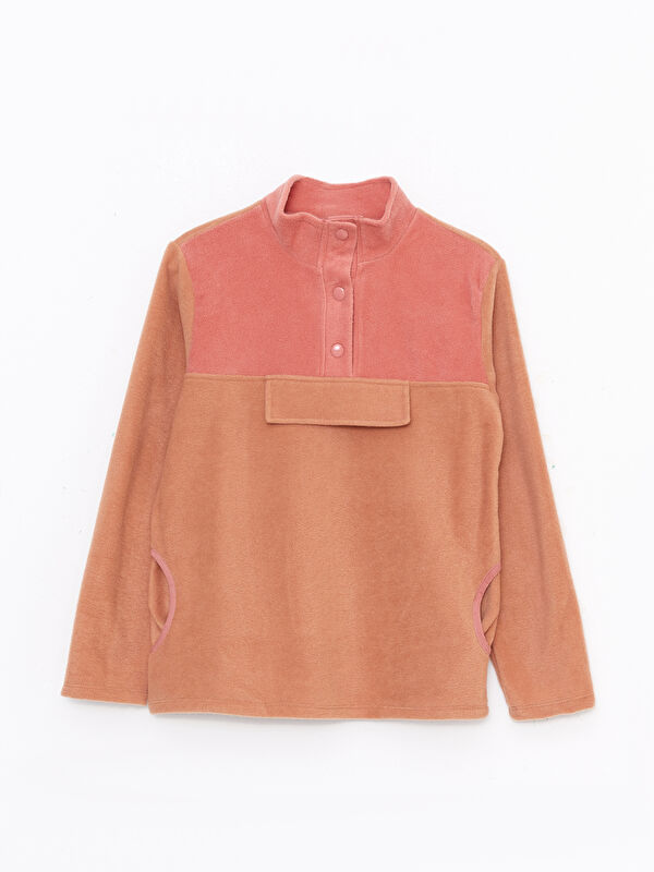 LCW Kids Turtle Neck Basic Long Sleeve Fleece Girl Sweatshirt