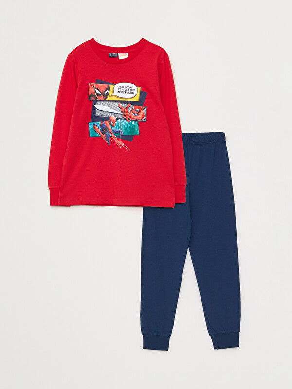 LCW Kids Crew Neck Spider-Man Printed Long Sleeve Boys' Pyjama Set