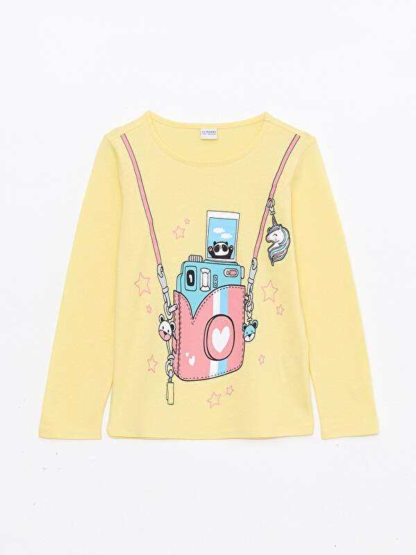 LCW ECO Crew Neck Printed Long Sleeve Girls' T-Shirt