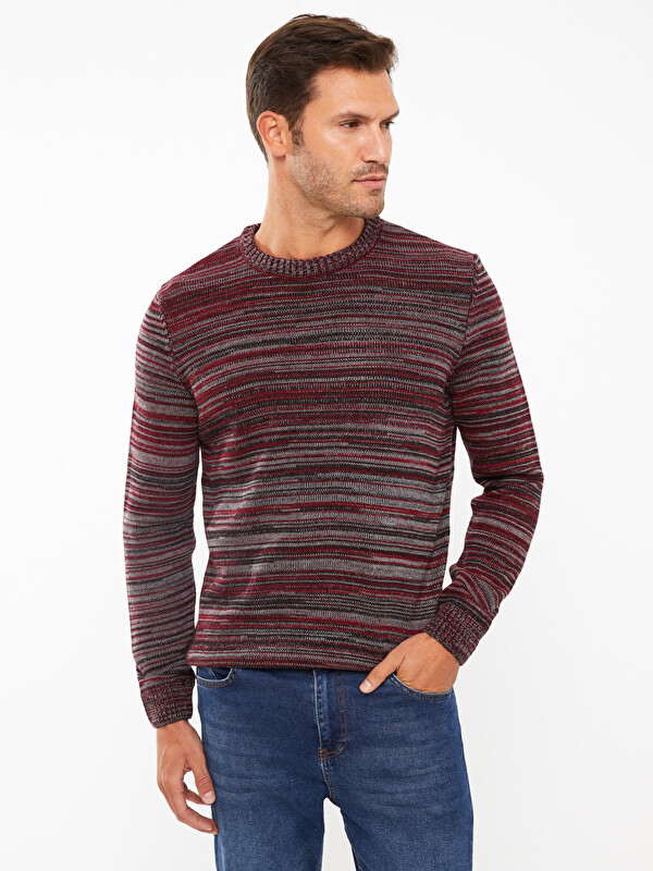 LCW ECO Crew Neck Long Sleeve Patterned Men's Knitwear Sweater