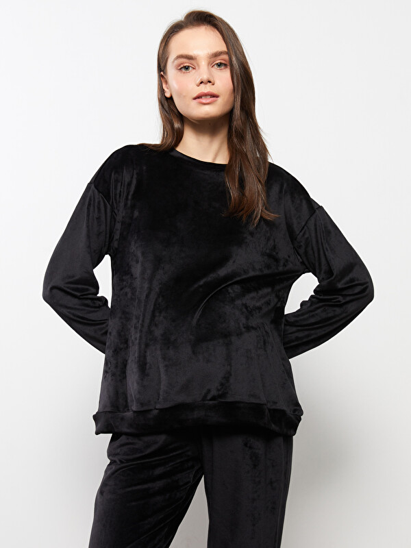 LCWAIKIKI Maternity Crew Neck Straight Long Sleeve Velvet Maternity Sweatshirt
