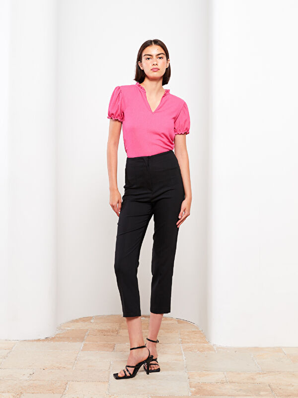 LCW Vision Women's High Waist Regular Fit Plain Trousers