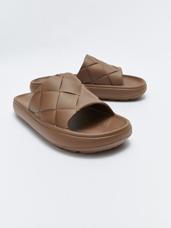 Kendinden Desenli Tek Bantlı Erkek Terlik - Görsel 6