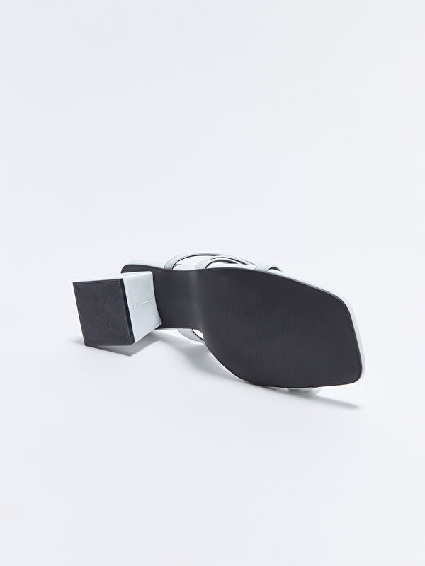 Deri Görünümlü İnce Bantlı Kadın Topuklu Terlik - Görsel 6