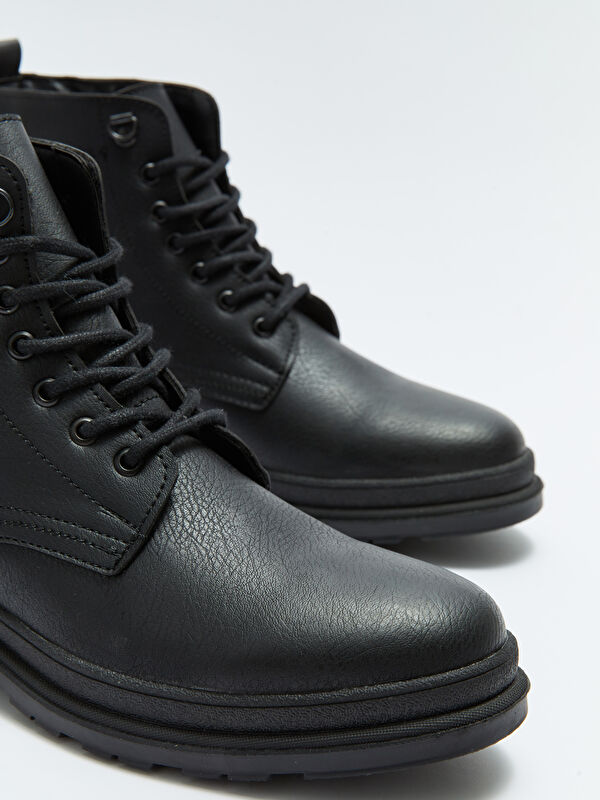 Deri Görünümlü Bağcıklı Erkek Bot - Görsel 4