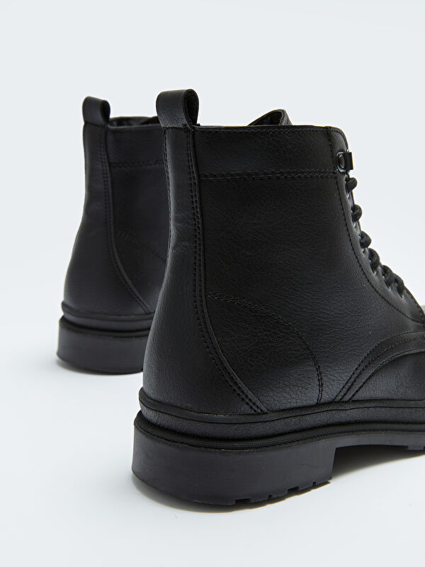 Deri Görünümlü Bağcıklı Erkek Bot - Görsel 6