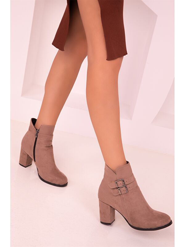 Süet Görünümlü Kadın Topuklu Bot - Görsel 3