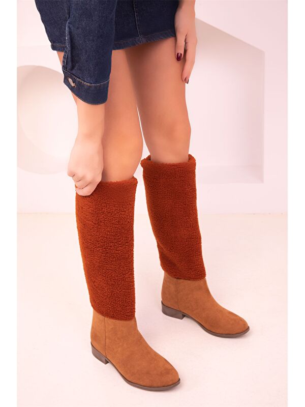 Süet Görünümlü Kadın Çizme - Görsel 5