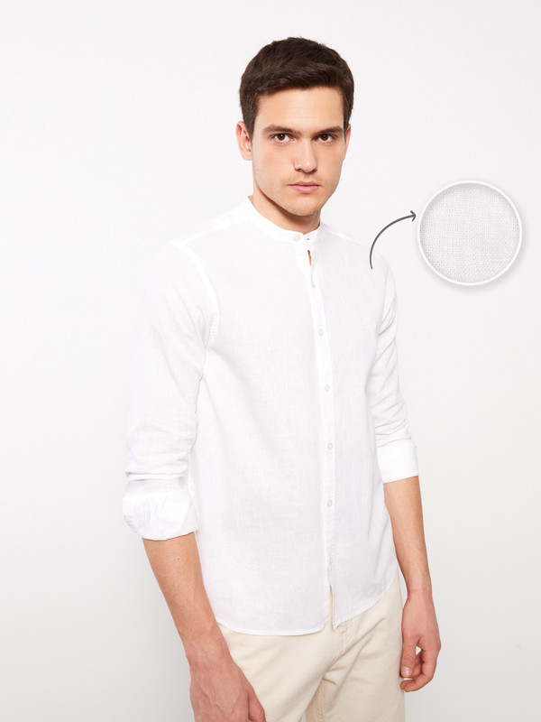 XSIDE Regular Fit Grandad Collar Long Sleeve Men's Shirt