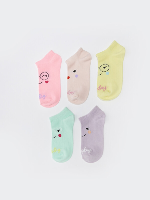 LCW Kids Patterned Girls' Trainer Socks 5 Pack