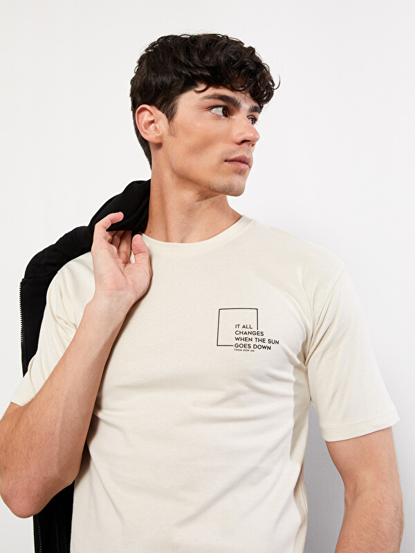 XSIDE Crew Neck Short Sleeve Printed Combed Cotton Men's T-shirt