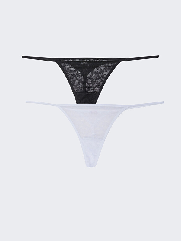 LCW DREAM Dantel Detaylı Tanga Külot 2'li Paket