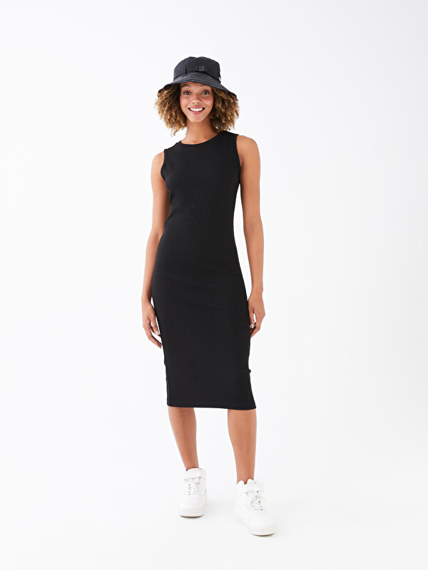 LCW Vision Bisiklet Yaka Düz Askılı Kadın Bodycon Elbise