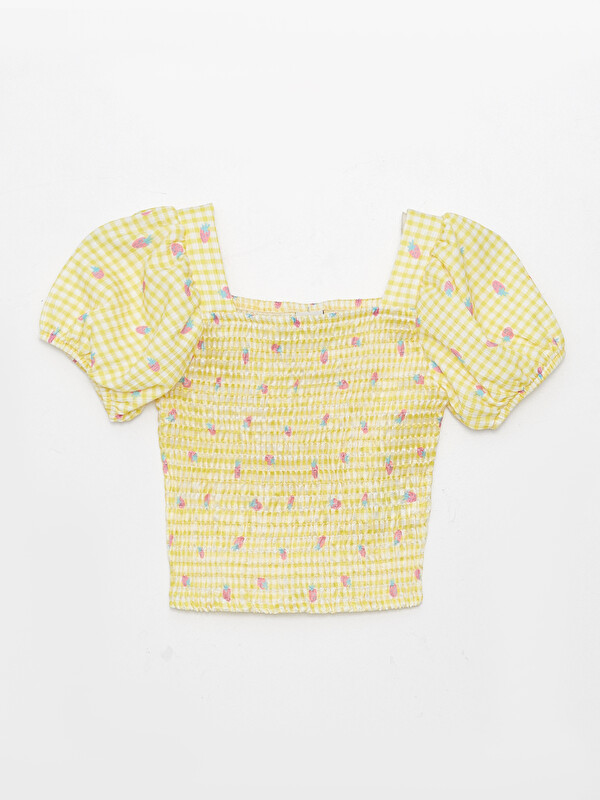 LCW Kids Қыздарға арналған шаршы жағалы қысқа жең футболка