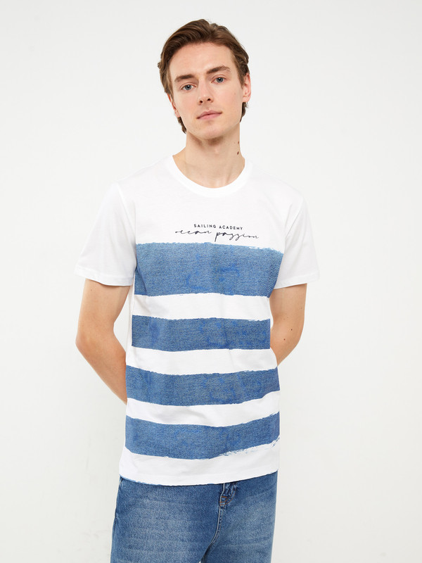 XSIDE Crew Neck Short Sleeve Printed Combed Cotton Men's T-shirt