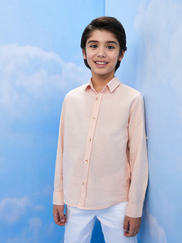 LCW Kids Basic Long Sleeve Poplin Boy Shirt