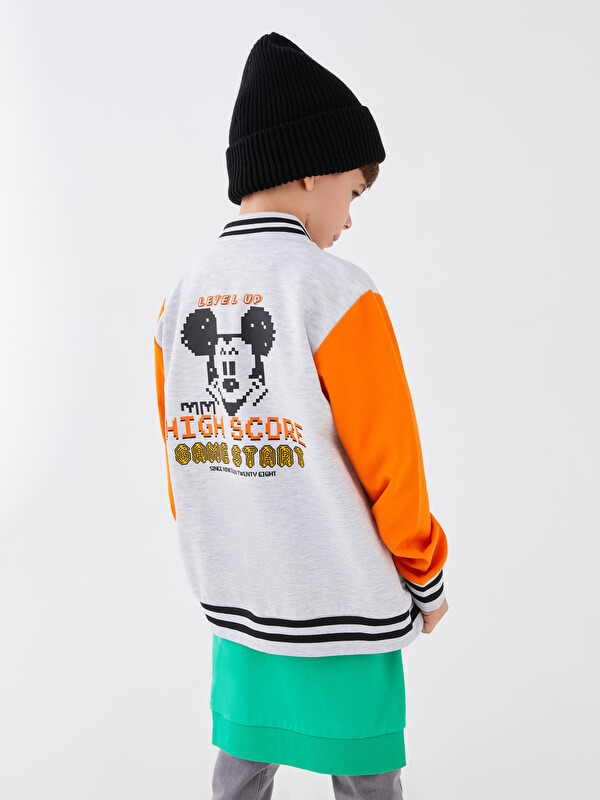 LCW Kids Mickey Mouse Printed Long Sleeve Boys College Jacket