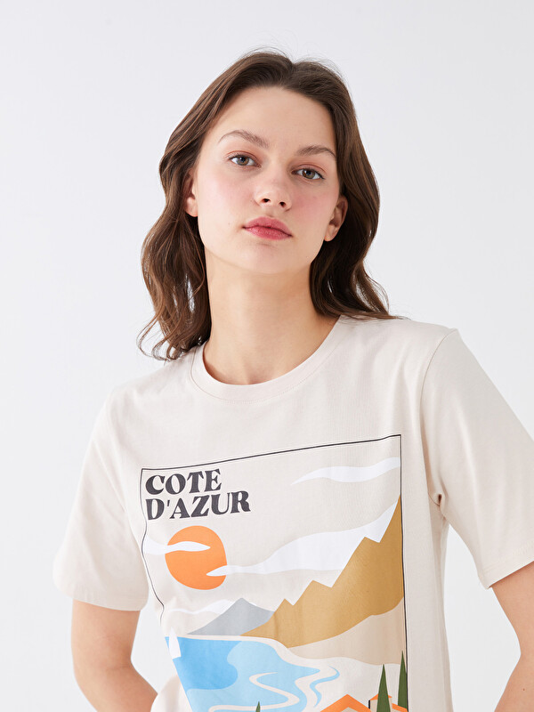 LCW Vision Crew Neck Patterned Short Sleeve Women's T-Shirt