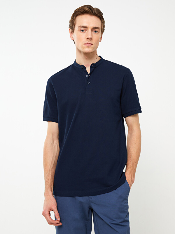 LCWAIKIKI Basic Grandad Collar Pique Men's T-Shirt