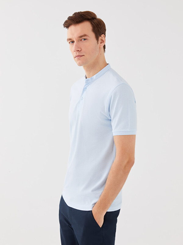 LCWAIKIKI Basic Grandad Collar Pique Men's T-Shirt