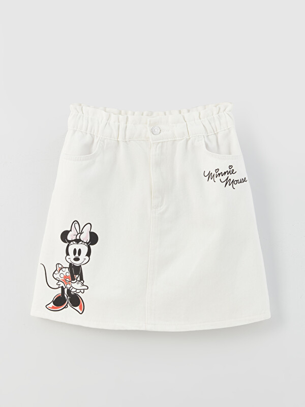 LCW Kids Beli Lastikli Minnie Mouse Baskılı Kız Çocuk Jean Etek