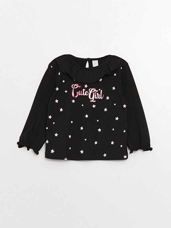 LCW baby Langarm Bedrucktes Baby Mädchen T-Shirt mit Rundhalsausschnitt