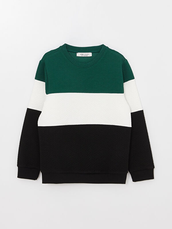 LCW Vision Crew Neck Color Block Long Sleeve Boys' Sweatshirt