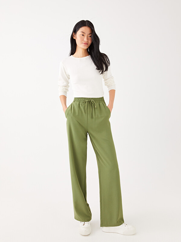 LCW Vision Women's Elastic Waist Relaxed Fit Regular Trousers