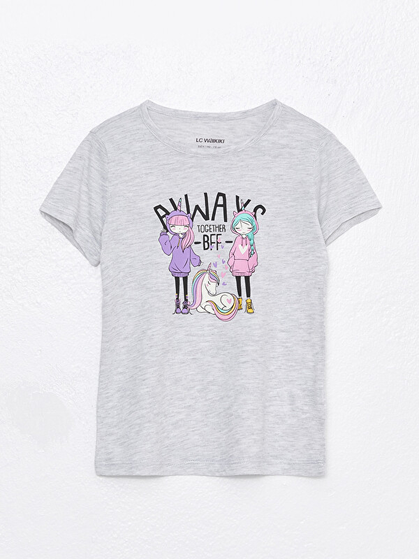 LCW ECO Crew Neck Printed Short Sleeve Girls' T-Shirt