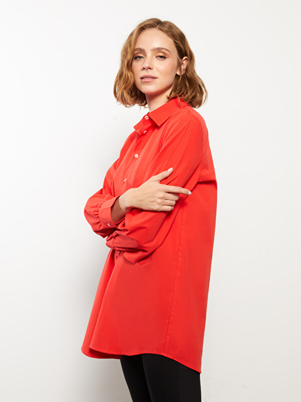 LCW Modest Tunique Chemise Unie en Popeline pour Femmes