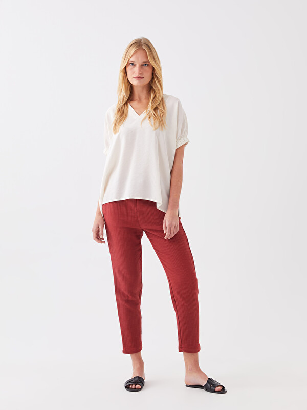 LCWAIKIKI Classic Elasticated Waist Loose Fit Muslin Women's Trousers