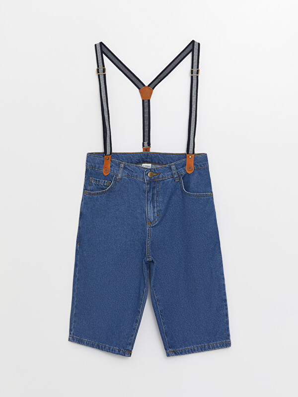 LCW Kids Short En Jean à Revers et Bretelles Garçon