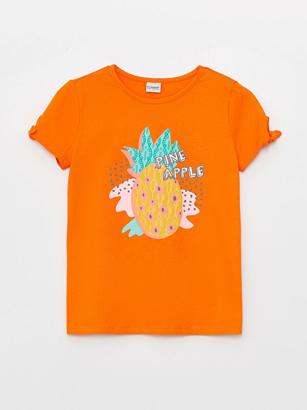 LCW Kids Crew Neck Printed Short Sleeve Girls' T-Shirt