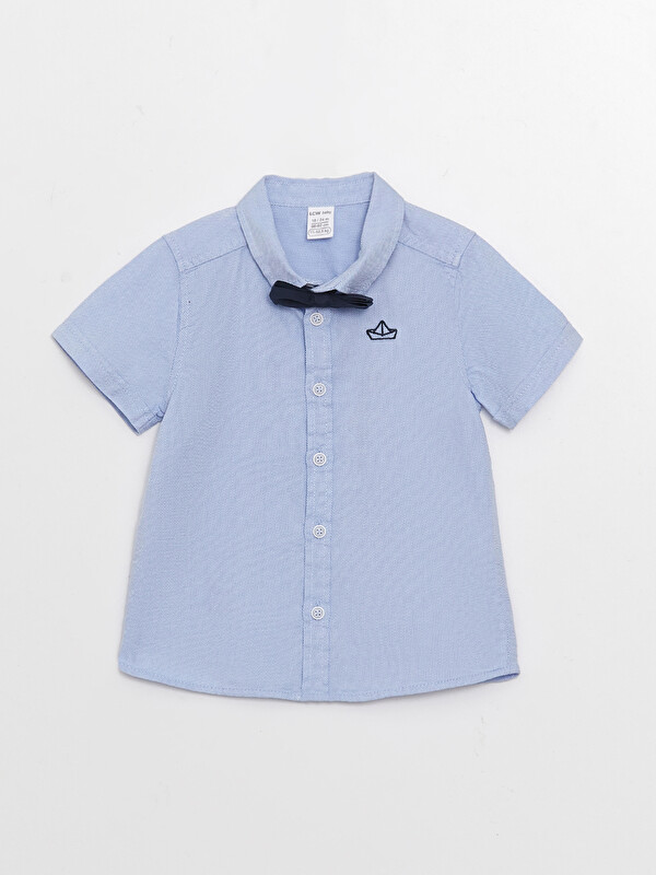 LCW baby Short Sleeve Embroidery Detailed Baby Boy Shirt and Bow Tie 2-Pack