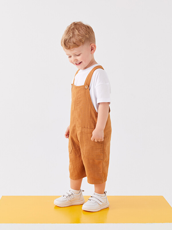 LCW baby Ensemble T-Shirt Rayé Col Rond et Salopette Bébé Garçon 2 Pièces
