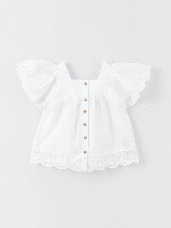 LCW baby Square Collar Short Sleeve Baby Girl Shirt