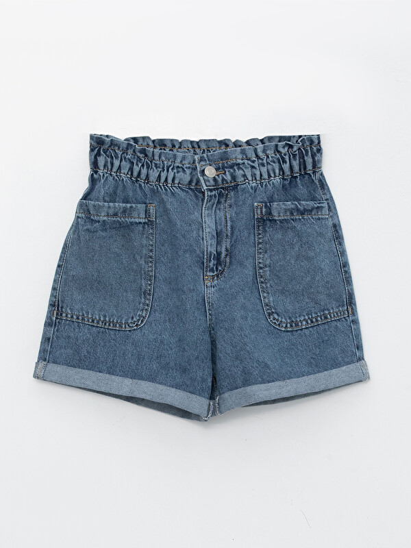 LCW Kids Beli Lastikli Kız Çocuk Jean Şort