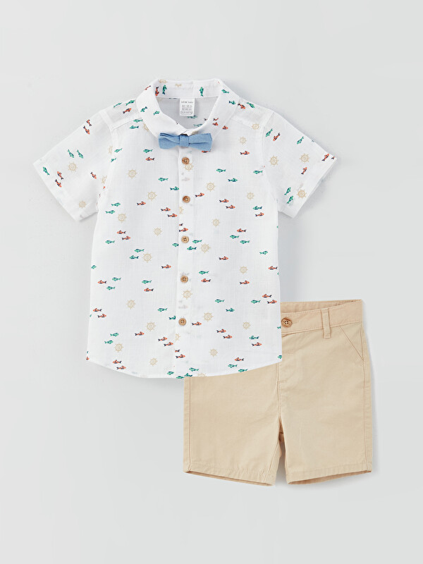 LCW baby Short Sleeve Printed Baby Boy 3 Pieces Set