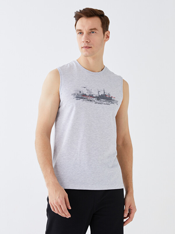 LCWAIKIKI Classic Crew Neck Printed Jersey Men's Sleeveless T-Shirt